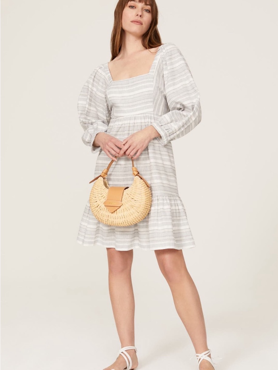 Peter Som~Light Gray And White Striped Tie Back Dress Sz 4~$360~